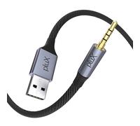 pluX USB A to 3.5mm Stereo Audio Adapter, 1m Braided USB to Aux Jack Converter for PS5 Computer and Notebook to Speaker/Home Stereo, High-Fidelity Audio Only (Not for Recording or Charging)
