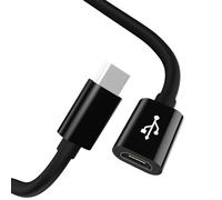 pluX USB-C Male to Micro USB Female Adapter - 15cm/6 Inch Charging Cable Adapter Converter Extender