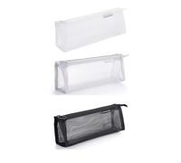 Pluzmecalm 3Pcs Mesh Makeup Brush Bag, Nylon Mesh Zipper Pouch Bags Portable Clear Makeup Bags for Home Office Travel Accessories Organizer