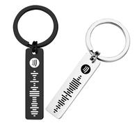 plversi Personalized Spotify Keyring Scannable Spotify Code Song | Engraved Song Keychain | Pendant Custom Engraved Stainless Steel Keyring | Gifts for Wedding, Birthday