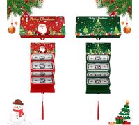 PLVNNZ 2PCS Christmas Money Wallets for Cash Gifts,Premium Xmas Money Holder with 10 Slots for Notes, Gift Cards | Perfect for Secret Santa, Family, Friends Festive Present (Red & Green)