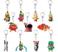 PLwelth 11Pcs Cat Keychains Cute Cat Theme Keyring Acrylic Keychain for Women Cat Lovers Kawaii Banana Cat Keychain Funny Charm Accessories Keyrings Set for Car Backpack Gifts for Birthday Christmas,
