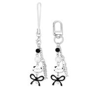 PLwelth 2Pcs Cute Phone Charms Cat Cellphone Charms for Case Kawaii Charm Keychain Kit Cat Bow Fish Beaded Charm Mobilephone Keychain Aesthetic Animal Accessories for Bag Airpods Camera Pendant Decor