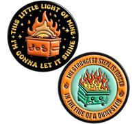 PLwelth 2Pcs Dumpster Fire Enamel Pins Set Positive Lapel Pin for Women Men Hilarious Sarcastic Badge for Coworkers Employee Funny Brooch Pins for Hats Jackets Backpacks Decor Office Birthday Gifts