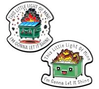 PLwelth 2Pcs Dumpster Fire Pins Funny Enamel Pins for Women Men Hilarious Positive Badge Lapel Brooch for Backpacks Clothes Hats Jackets Lanyards Bags Novelty Office Gifts Christmas Stocking Stuffers