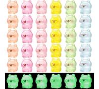 PLwelth 30Pcs Luminous Mini Resin Capybara Figurines Cute Tiny Miniature Resin Capybara Figurines Glow in The Dark Small Animal Bulk Ornaments for Fairy Garden Aquarium Micro Landscape Dollhouse Decor