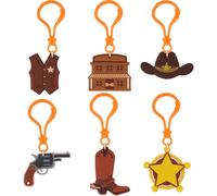 PLwelth 6Pcs Western Keychain Silicone Cowboy Hat Boot Gun Western Theme Party Keychain Bag Charms for Handbags Purse Backpack Keys Cute Country Keyring Accessories Gifts for Men Birthday Christmas