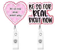 PLwelth BE SO for Real Right Now Funny Badge Reel Cute Retractable Name ID Badge Holder with Swivel Alligator Clip Pink Glitter Badges Reels for Nurse Doctor Office Coworker Medical Assistant Gift