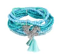 PLwelth Bohemian Multilayer Stackable Beaded Bracelets Cute Butterfly Pendant Stretch Bracelets BFF Wristbands Bracelet for Women Handmade Statement Bracelet Trendy Jewelry Birthday Christmas Gifts