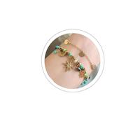 PLwelth Boho Beaded Bracelets for Women Dainty Star Moon Charm Bracelet Bohemian Stackable Turquoise Beaded Layered Bracelet Statement Gold Bracelets Handmade Trendy Jewelry Birthday Christmas Gifts