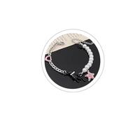 PLwelth Cat Bracelet for Women Dainty Pearl Bracelet Cute Cat Star Pearl Charm Pendant Bracelet Statement Adjustable Friendship Bracelets Trendy Good Luck Jewelry for Her Birthday Christmas Gifts