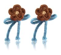 PLwelth Flower Earrings for Women Aesthetic Bow Ribbon Drop Dangle Earrings Statement Knitted Floral Drop Earring Cute Dainty Flower Stud Earring Trendy Handmade Hypoallergenic Jewelry Gifts