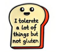 PLwelth Funny Enamel Pin Cute Pins for Women Men Toast Badge Holder for Jacket Hats Backpacks Bags Clothes I Tolerate A Lot Of Things But Not Gluten Lapel Pin Charm Accessories Jewelry for Her Him