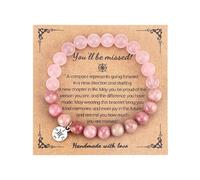 PLwelth Going Away Gifts for Women Men Retirement Gift for Coworker Friend Teacher Compass Bead Bracelet Inspirational Gifts, S, Stone, no gemstone