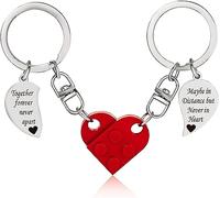 PLwelth Heart Keychain Set for Couples Cute Small Car Keyring Brick Matching for Best Friends Personalized Keychain for Wife Husband Anniversary Valentine’s Day Birthday Christmas Gifts for Her Him,
