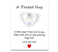 PLwelth Heart Pocket Hug Token for Women Men Pocket Hug with Greeting Card Inspirational Gifts for Long Distance Relationship, White, S