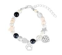 PLwelth Pet Memorial Gifts for Women Men Cute Paw Print Bracelet for Dog Cat Lovers Beaded Memorial Charm Bracelet Pet Sympathy Gifts for Loss of Dog Cat Trendy Jewelry Gift for Mother’s Day Christmas