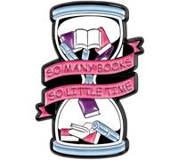 PLwelth So Many Books So Little Time Enamel Pin Creative Hourglass Brooch Inspirational Lapel Pins for Backpack Hats Clothes Metal Buttons Badge Bookish Gift for Readers Librarian Teacher Book Lovers