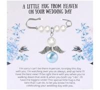 PLwelth Something Blue Gifts for Bride Something Blue Angel Memory Bouquet Charm Bridal Angel Bouquet Garter Charm from Mom Dad Grandma Guardian Angel Charms Memorial Gift for Bride on Wedding Day