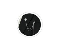 PLwelth Star Tassel Chain Brooch Rhinestone Planet Lapel Pin for Women Men Vintage Hanging Chain Collar Pins for Suit Lapel Shirt Tie Dress Coat Fashion Statement Jewelry Accessories Birthday Gift
