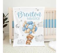 PLYIHE Personalised Baby Blanket with Name and Date of Birth,Babys Boy Girl Swaddlers Warm, Soft Customised Throw for Newborn Baby Cot & Pram Blankets Babys Present