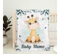 PLYIHE Personalised Baby Blanket with Name and Date of Birth,Babys Boy Girl Swaddlers Warm, Soft Customised Throw for Newborn Baby Cot & Pram Blankets Babys Present
