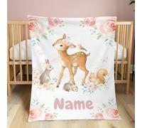 PLYIHE Personalised Baby Blanket with Name and Date of Birth,Babys Boy Girl Swaddlers Warm, Soft Customised Throw for Newborn Baby Cot & Pram Blankets Babys Present