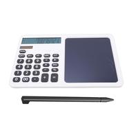 Plyisty 12 Digit Calculator with Notepad, Solar Desktop Calculator with 7 Inch LCD Writing Tablet & Stylus, Dual Power Large Display for Office School Business Finance (White)