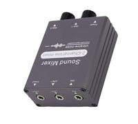 Plyisty 2 Channel Stereo Audio Mixer 3.5mm, 2 In 1 Out Mini Sound Mixing Switcher with Dual Volume Control Knobs, Desktop Hub for Computer Headphones Speakers TV