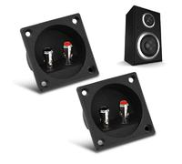 Plyisty 2 Pack Speaker Terminal Box Spring Loaded Cup, 57mm Square Binding Post Recessed Jack Gold Plated Contacts, 2 Way Push Release DIY Audio Subwoofer Plugs