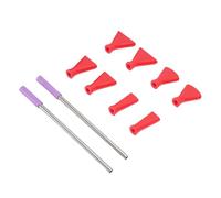 Plyisty 2Pcs Stainless Steel Straw 8Pcs Blow Nozzles Set for Accurate Artwork, Ideal for Bloom and Dutch Pour Techniques (Red)