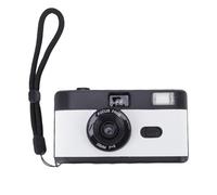 Plyisty 35mm Film Camera, 28mm F/8 Reusable Retro Point and Shoot Camera Manual Focus with Flash 27 Color Films for Students Adults Birthday Gifts (Black White)