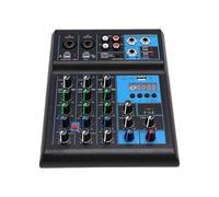 Plyisty 4 Channel Sound Mixer with Bluetooth 2 UHF Wireless Microphones 4 Independent Channels Adjustable EQ Reverb USB Interface for Live Streaming
