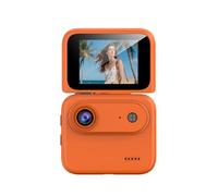 Plyisty 4K Action Camera, 2 Inch Flip Screen with 143° Wide Angle Lens, Built in Stabilization, 6 Hours Recording, 1080P Video, for Cycling, Skateboarding and Vlogging (Orange)