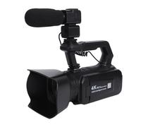 Plyisty 4K Camcorder, 56MP Video Camera with 6x Optical Zoom 20x Digital Zoom 4in Rotatable Touchscreen, External Microphone Fill Light Remote Control for Vlogging Live Streaming