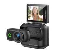 Plyisty 4K Flip Screen Action Camera, Magnetic Detachable Design with 2in Touch Screen, 48MP Image Resolution, Slow Motion Time Lapse, for Cycling Skiing Vlogging Motorcycle (Black)
