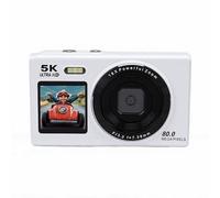 Plyisty 5K Digital Camera, 80MP Dual Screen Autofocus Vlogging Camera with 18X Digital Zoom, Smart Flash, WiFi, for Photography, YouTube, TikTok, Online Learning, Beginners (White)