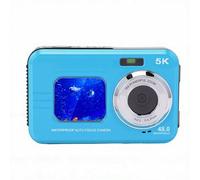 Plyisty 5K Underwater Camera, 48MP Dual Screen Autofocus 11.5ft Water Proof Digital Camera with 32GB Card for Snorkeling Swimming Diving (Blue)