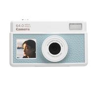 Plyisty 64MP 4K Digital Camera with Autofocus, 18X Zoom, Large 2.8 Inch Screen, LED Fill Light, Retro Style, Multiple Filters, Vlogging Camera (Light Green and White)