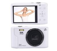 Plyisty 72MP Digital Camera, Autofocus 4K Vlogging Camera for Photography, 16X Zoom, 2.8in HD Screen, Flash, WiFi, Portable Compact Cam for Teens Adult Beginner (White)