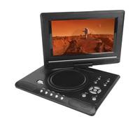 Plyisty 9.8" Portable DVD Player, 270° Swivel Screen, Support USB/TF/AV, Multiple Disc Formats, Dual Speakers, Remote Control, Car Charger (Black)