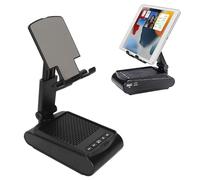 Plyisty Adjustable Foldable Desktop Phone Holder, Dual Folding Cell Phone Stand with BT Speaker Holder Speaker Anti Slip for Mobilephone, Tablets, Full Range Speaker