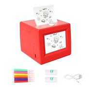 Plyisty AI Mini Printer with Preview Screen, Voice-Activated Portable Thermal Inkless Sticker Maker Machine, with 5 Color Pens and 2 Rolls Paper, for Study, Note, DIY