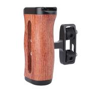 Plyisty Camera Cage Wooden Handle, 1/4 Inch Adjustable Screw Mount Camera Expansion Frame Side Handle with Cold Shoe Mount Left and right side installation Hand Grip