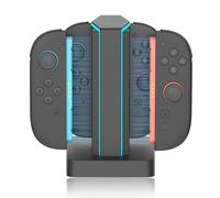 Plyisty Charging Dock for 2 Controllers, 4 in 1 Fast Charger Station, Supports Dual Side Charging, LED Indicator, Anti Slip Base, Overcharge Protect