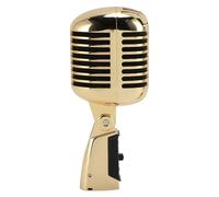 Plyisty Classic Dynamic Microphone, Retro Vocal Dynamic Microphone, Zinc Alloy Directional Cardioid Mic, Shockproof Condenser Microphone for Studio (Gold)