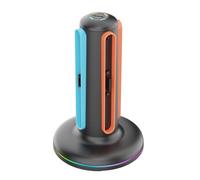 Plyisty Controller Charger Station 4 in 1 Magnetic Charging Dock with 9 RGB Lighting Effects for 2 Controllers Reversible Connector Smart Chip Overcharge Protection