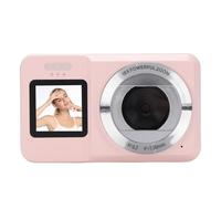 Plyisty Digital Camera, 64MP 4K Video 18X Zoom Dual Screen Autofocus Electronic Stabilization with Smile Detection Beauty Filters, for Portraits Landscapes Travel (Pink)