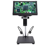 Plyisty Digital Microscope with 10.1 Inch Screen, 500 to 1000X Zoom, Wireless Remote, 8 LED Lights, Type C for Soldering, PCB Inspection, Coin Observation