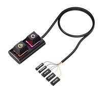 Plyisty External PC Power Switch with 2M Cable, Desktop Computer ON Off Reset Button, Mechanical Keyboard Style, 7 Color LED for Computer Motherboard